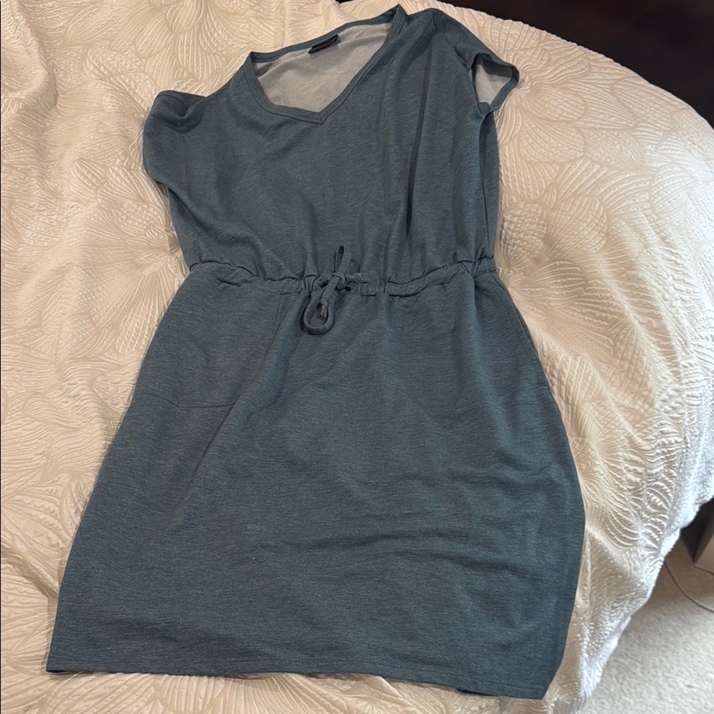 Casual Blue Dress, Women Small, Drawstring, Perfect for Summer, Comfortable